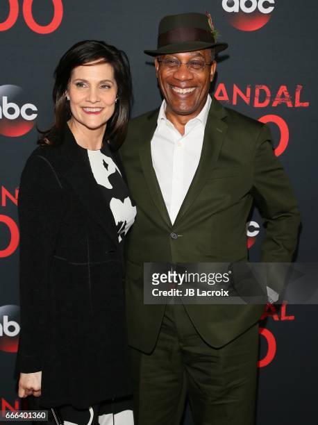 Christine Lietz and actor Joe Morton attend ABC's 'Scandal' 100th Episode Celebration on April 8, 2017 in West Hollywood, California.