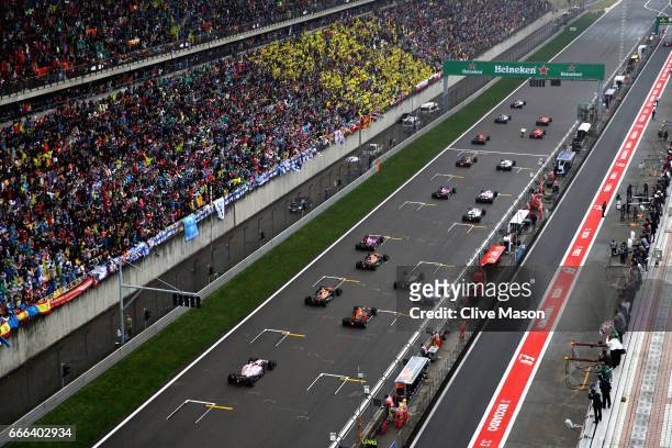 General view of the start during the Formula One Grand Prix of China at Shanghai International Circuit on April 9, 2017 in Shanghai, China.