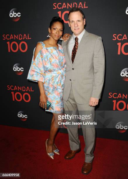 Kira Arne and Tom Verica attend ABC's "Scandal" 100th episode celebration at Fig & Olive on April 8, 2017 in West Hollywood, California.