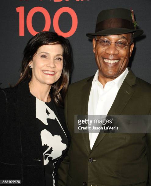 Actor Joe Morton and Christine Lietz attend ABC's "Scandal" 100th episode celebration at Fig & Olive on April 8, 2017 in West Hollywood, California.