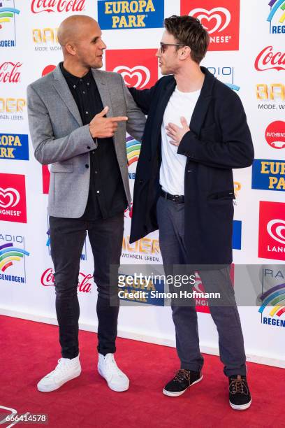 Milow and Clueso attend the Radio Regenbogen Award 2017 at Europapark on April 7, 2017 in Rust, Germany.