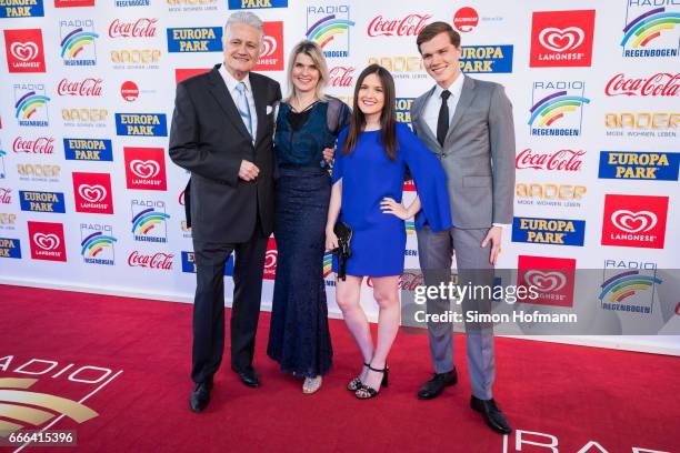 Guido Knopp, his wife Gabriella Knopp, his daughter Katharina and his son Christopher attend the Radio Regenbogen Award 2017 at Europapark on April...