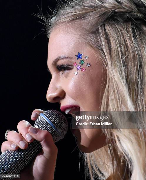 Singer/songwriter Kelsea Ballerini performs during the ACM Party For A Cause: The Joint at The Joint inside the Hard Rock Hotel & Casino on April 1,...