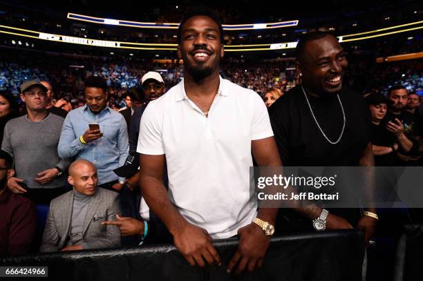 Jon Jones and brother Arthur Jones attend the UFC 210 event at the KeyBank Center on April 8, 2017 in Buffalo, New York.