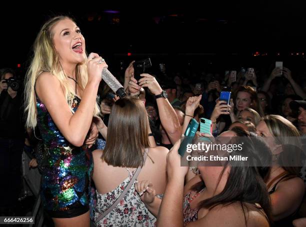 Singer/songwriter Kelsea Ballerini performs with fans during the ACM Party For A Cause: The Joint at The Joint inside the Hard Rock Hotel & Casino on...