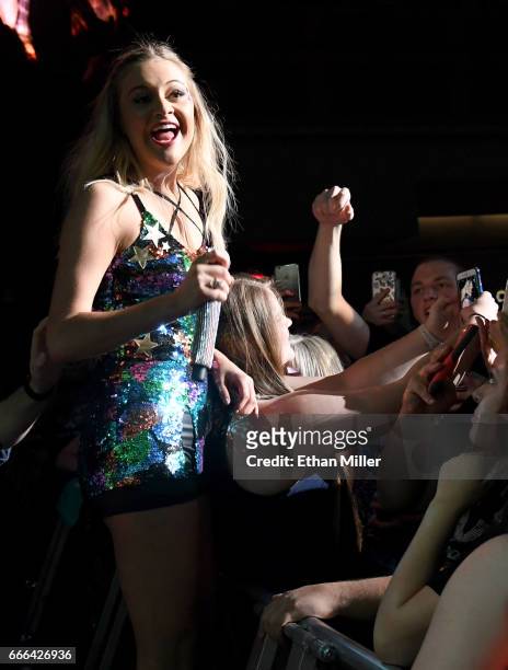 Singer/songwriter Kelsea Ballerini performs with fans during the ACM Party For A Cause: The Joint at The Joint inside the Hard Rock Hotel & Casino on...