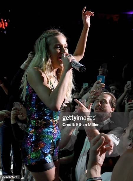 Singer/songwriter Kelsea Ballerini performs with fans during the ACM Party For A Cause: The Joint at The Joint inside the Hard Rock Hotel & Casino on...