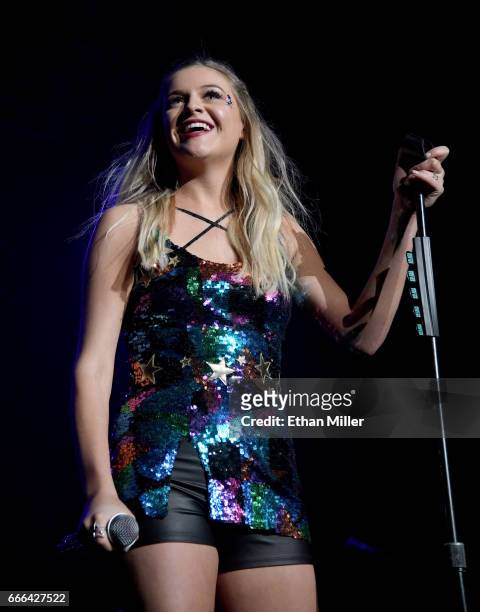 Singer/songwriter Kelsea Ballerini performs during the ACM Party For A Cause: The Joint at The Joint inside the Hard Rock Hotel & Casino on April 1,...