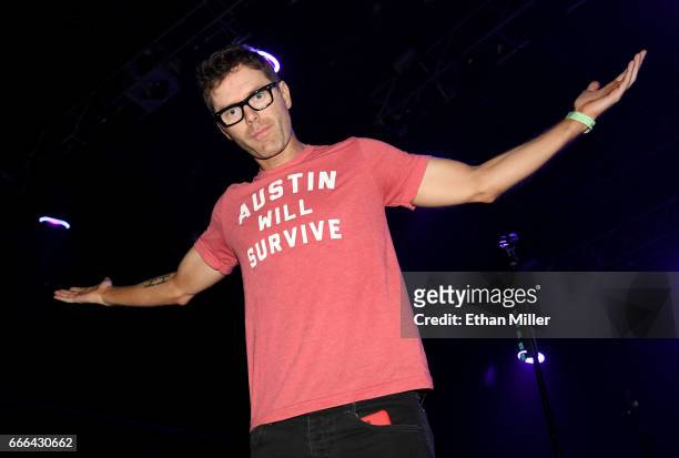 Radio personality Bobby Bones poses while hosting the ACM Party For A Cause: The Joint at The Joint inside the Hard Rock Hotel & Casino on April 1,...