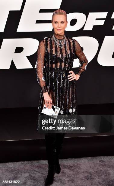 Charlize Theron attends 'The Fate Of The Furious' New York premiere at Radio City Music Hall on April 8, 2017 in New York City.