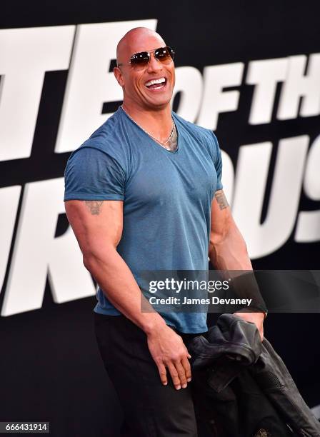 Dwayne Johnson attends 'The Fate Of The Furious' New York premiere at Radio City Music Hall on April 8, 2017 in New York City.