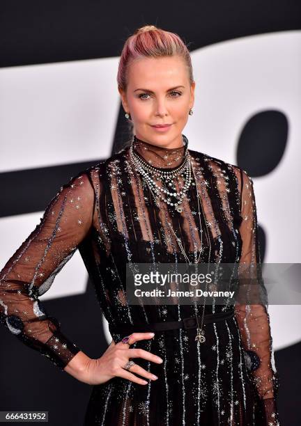 Charlize Theron attends 'The Fate Of The Furious' New York premiere at Radio City Music Hall on April 8, 2017 in New York City.