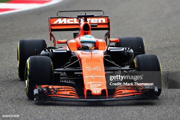 Fernando Alonso of Spain driving the McLaren Honda Formula 1 Team McLaren MCL32 on track during the Formula One Grand Prix of China at Shanghai...