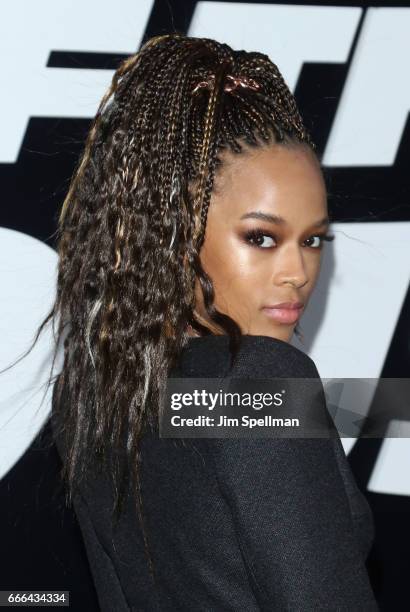 Actress Serayah McNeill attends "The Fate Of The Furious" New York premiere at Radio City Music Hall on April 8, 2017 in New York City.