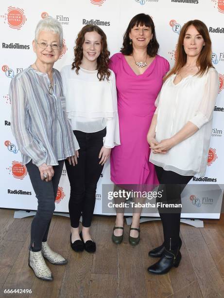 Jacqueline Wilson, Isabel Clifton, Delyth Thomas and Eva Pope attend the BFI & Radio Times TV Festival at BFI Southbank on April 9, 2017 in London,...