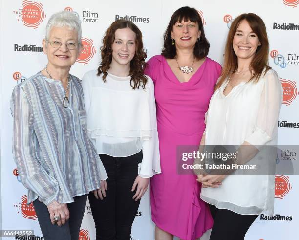 Jacqueline Wilson, Isabel Clifton, Delyth Thomas and Eva Pope attend the BFI & Radio Times TV Festival at BFI Southbank on April 9, 2017 in London,...