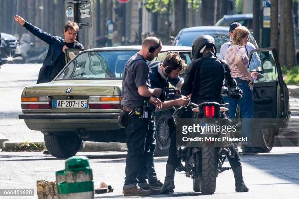 Actor Tom Cruise is spotted on the set of 'Mission: Impossible 6 Gemini' on April 9, 2017 in Paris, France.