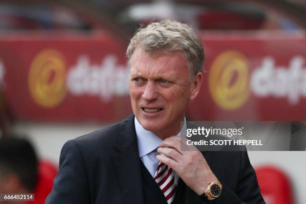 Sunderland's Scottish manager David Moyes arrives ahead of the English Premier League football match between Sunderland and Manchester United at the...