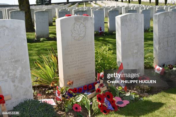 Picture shows the former grave of an unknown Worl War I Canadian soldier, whose remains now lay in Ottawa, in the Canadian WWI military cemetery in...