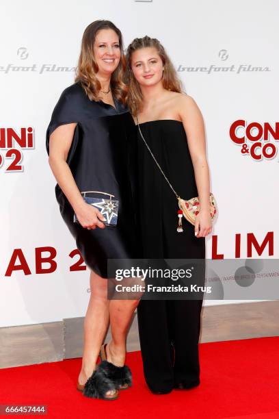 Dana Schweiger and her daughter Emma Schweiger attend the 'Conni & Co 2 - Das Geheimnis des T-Rex' premiere on April 9, 2017 in Berlin, Germany.