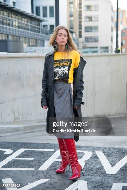 Fashion Emili wears Malene boots, Freya Dalsjo... News Photo - Getty Images