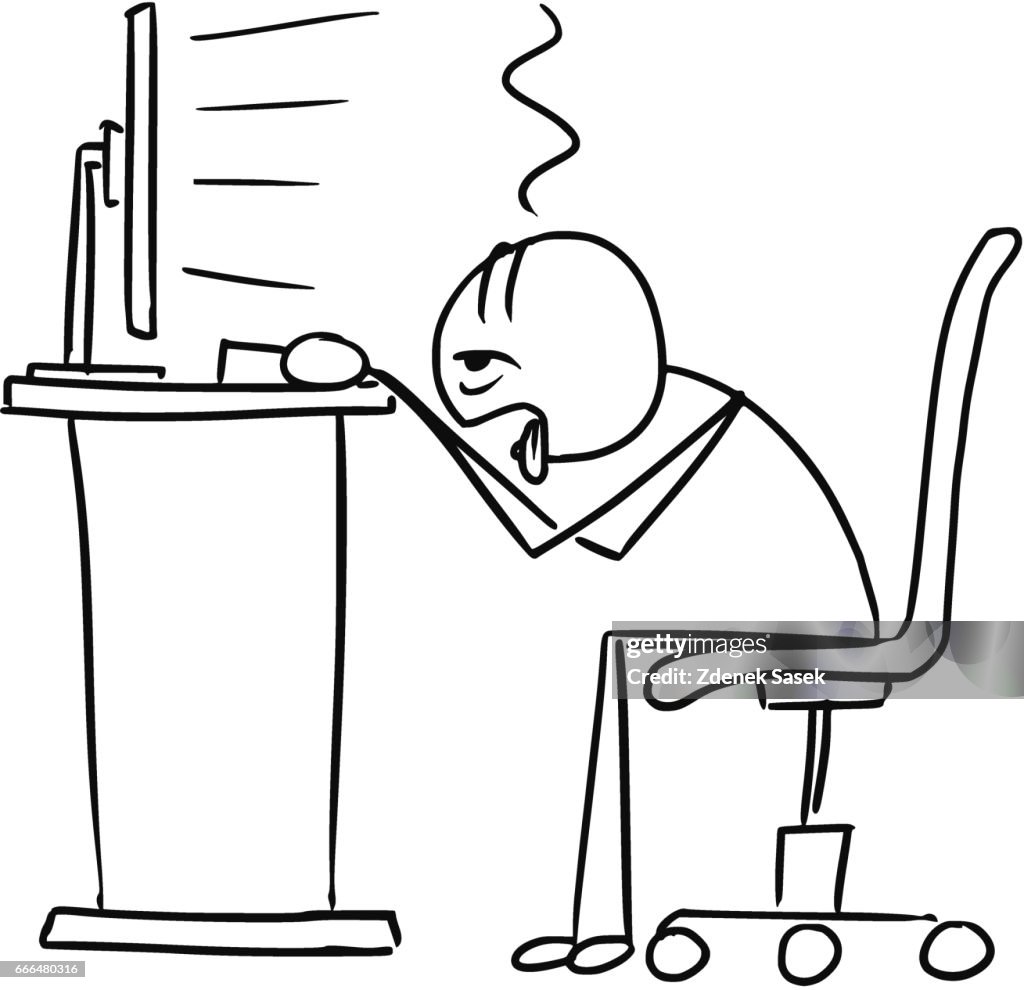 Vector Stick Man Cartoon Of Very Tired And Overworked Office Computer Worker High-Res Vector Graphic - Getty Images Vector Stick Man Cartoon Of Very Tired And Overworked Office Computer Worker High-Res Vector Graphic - Getty Images