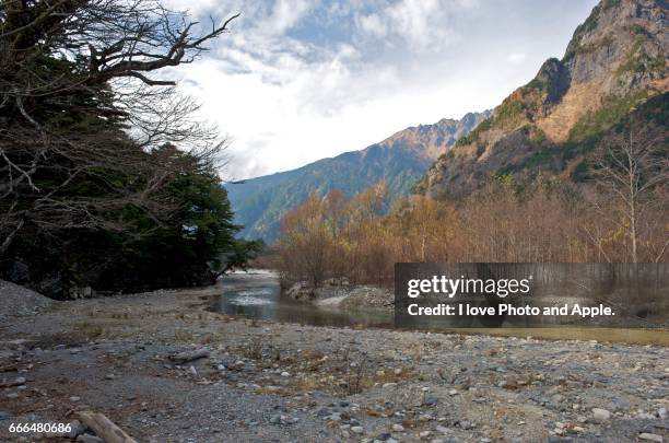 kamikochi autumn scenery - 歩く 個照片及圖片檔