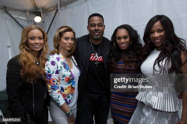 Gizelle Bryant , Robyn Dixon , Lamman Rucker , Monique Samuels , and Charrisse Jackson Jordan attends D.C. Emancipation Day at Freedom Plaza on April...