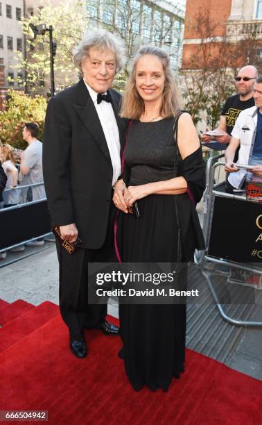 Sir Tom Stoppard and Sabrina Guinness attend The Olivier Awards 2017 at Royal Albert Hall on April 9, 2017 in London, England.