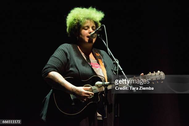 Singer and songwriter Kimya Dawson performs during a live read of 'Juno' benefiting Planned Parenthood at The Theatre at Ace Hotel on April 8, 2017...