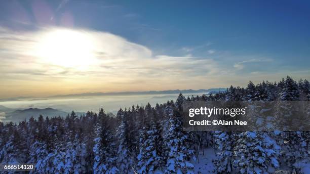 snow mountain in nagano - 長野県 fotografías e imágenes de stock