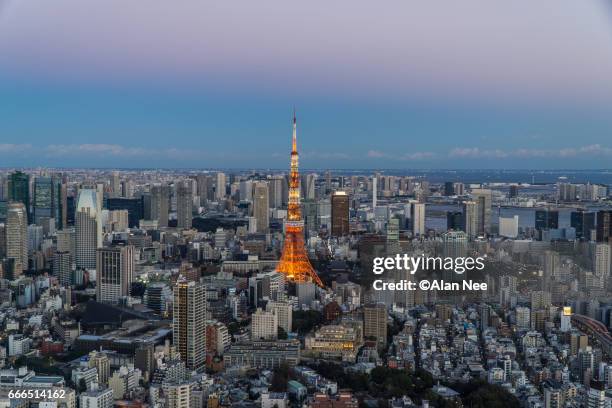 tokyo tower - 都市 stock-fotos und bilder