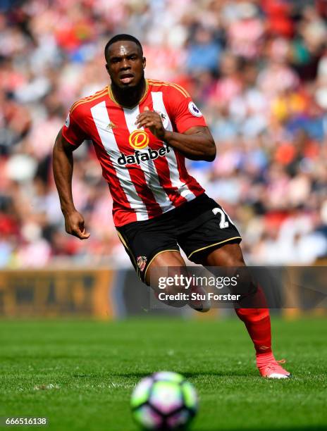 Sunderland striker Victor Anichebe in action during the Premier League match between Sunderland and Manchester United at Stadium of Light on April 9,...