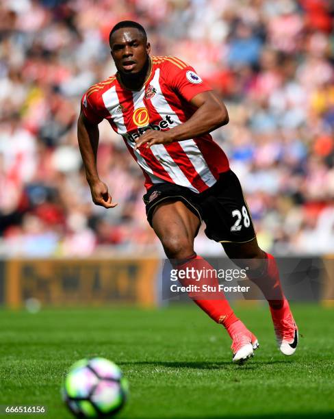 Sunderland striker Victor Anichebe in action during the Premier League match between Sunderland and Manchester United at Stadium of Light on April 9,...