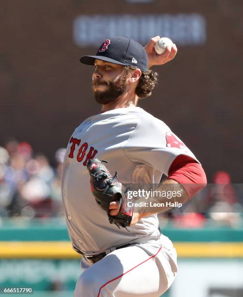 Ben Taylor of the Boston Red Sox pitches during the sixth inning of the game against the Detroit Tigers on April 8, 2017 at Comerica Park in Detroit,...