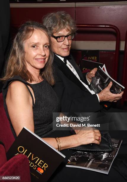 Sabrina Guinness and Sir Tom Stoppard attend The Olivier Awards 2017 at Royal Albert Hall on April 9, 2017 in London, England.