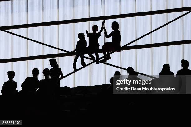 Young fans of FC Utrecht watch the action during the Dutch Eredivisie match between FC Utrecht and FC Twente at Stadion Galgenwaard on April 9, 2017...