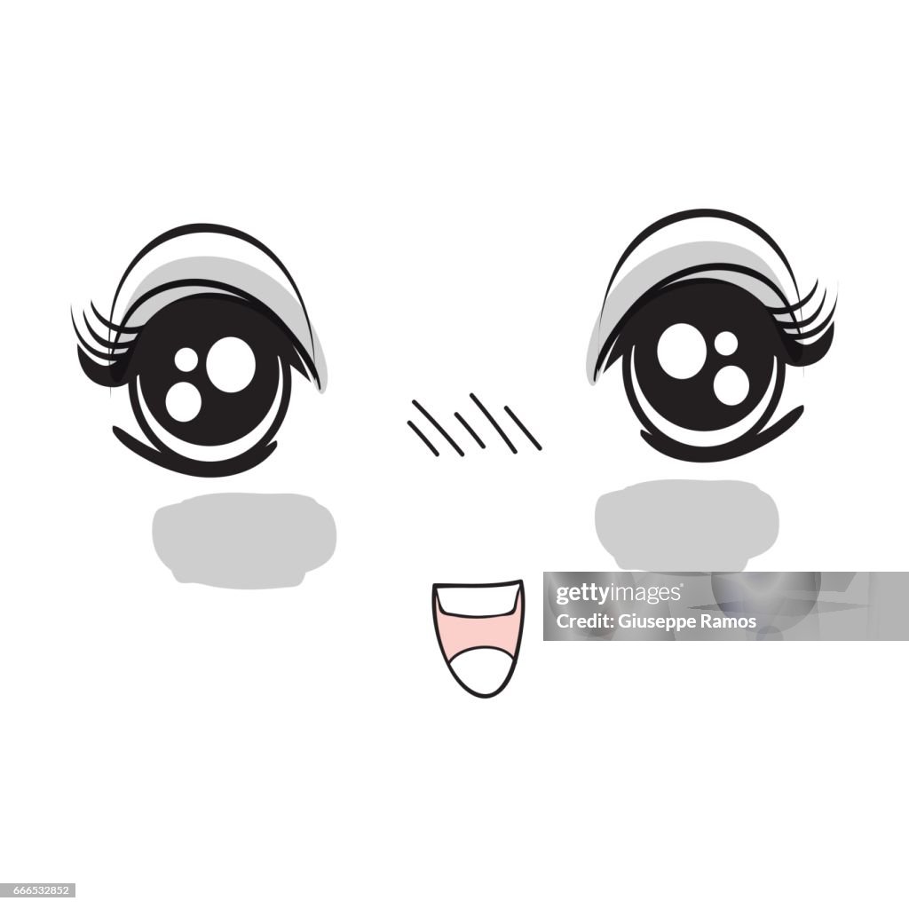 Mujer Sorprendida Cara Feliz De Anime Ilustración de stock - Getty Images