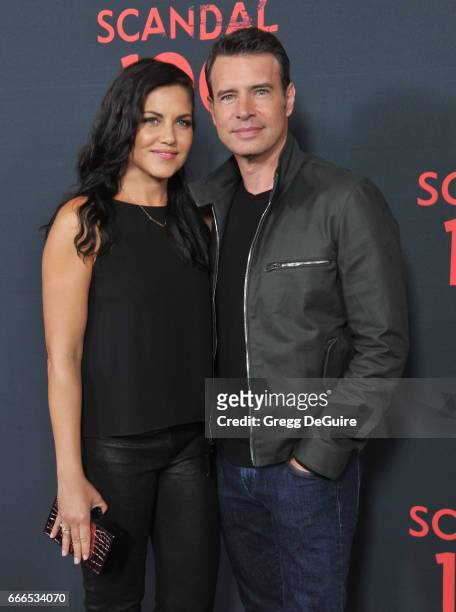 Actor Scott Foley and wife Marika Dominczyk arrive at ABC's "Scandal" 100th Episode Celebration at Fig & Olive on April 8, 2017 in West Hollywood,...