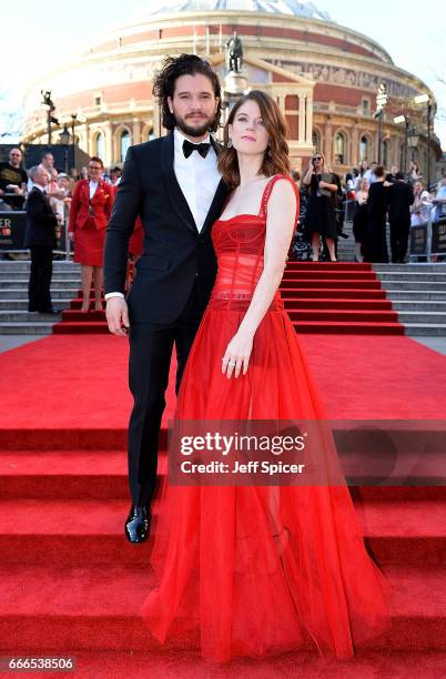 Rose Leslie and Kit Harington attend The Olivier Awards 2017 at Royal Albert Hall on April 9, 2017 in London, England.