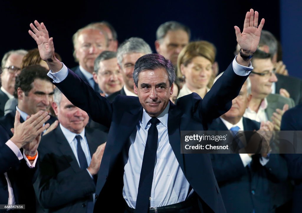 French Presidential Candidate Francois Fillon Hosts Rally Party in Paris