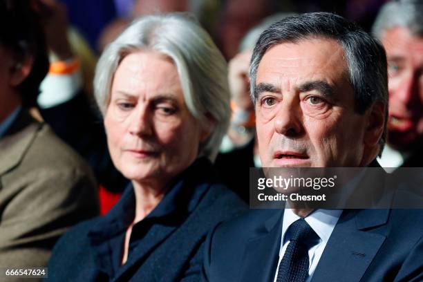 Former French Prime Minister and French presidential elections candidate for the right-wing "Les Republicains" political party Francois Fillon sits...