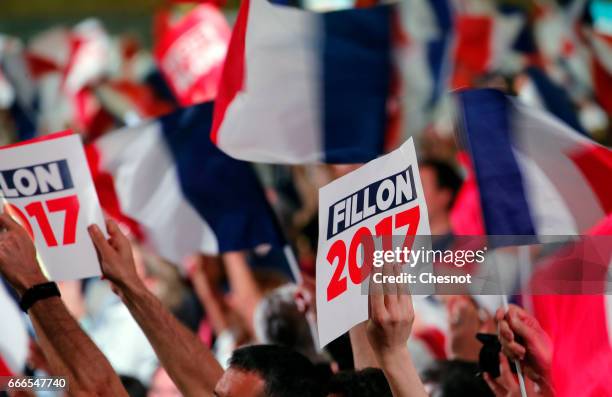 Supporter of former French Prime Minister and French presidential elections candidate for the right-wing "Les Republicains" political party Francois...