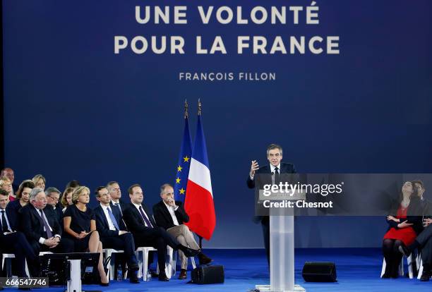 Former French Prime Minister and French presidential elections candidate for the right-wing "Les Republicains" political party Francois Fillon...