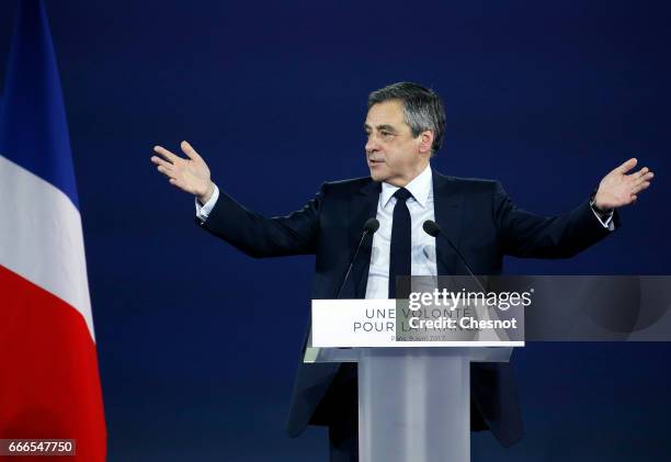 Former French Prime Minister and French presidential elections candidate for the right-wing "Les Republicains" political party Francois Fillon...