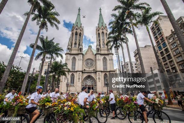 Inauguration of the Japan House cultural center, in Sao Paulo, Brazil, on 9 April 2017. Created by the Japanese artist Makoto Azuma, the action is a...