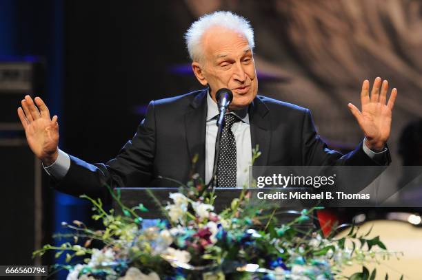 Marshall Chess, son of Chess Records founder, Leonard Chess speaks during the memorial service for Rock-n-Roll legend Chuck Berry at the Pageant...