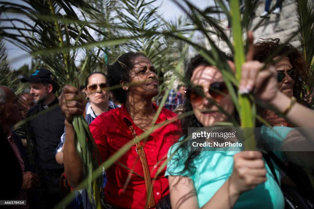 Palm Sunday Procession on Mount of Olives in Jerusalem