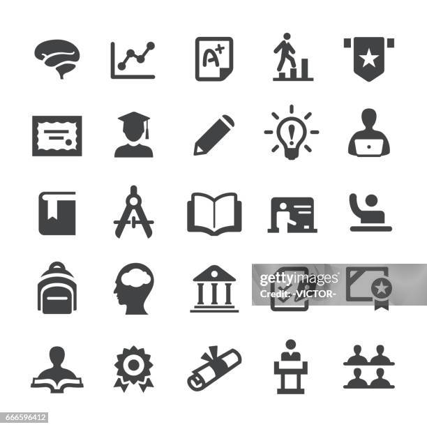 stockillustraties, clipart, cartoons en iconen met hoger onderwijs icons - slimme serie - studerende