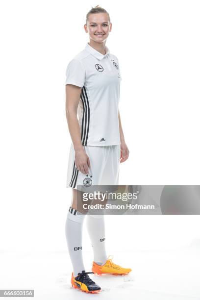 April 03: Alexandra Popp poses during the DFB Ladies Marketing Day on April 3, 2017 in Frankfurt am Main, Germany.